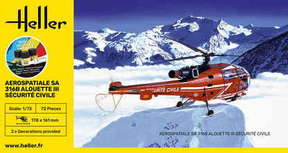 Heller STARTER KIT Alouette III Securite Civile 1:72
