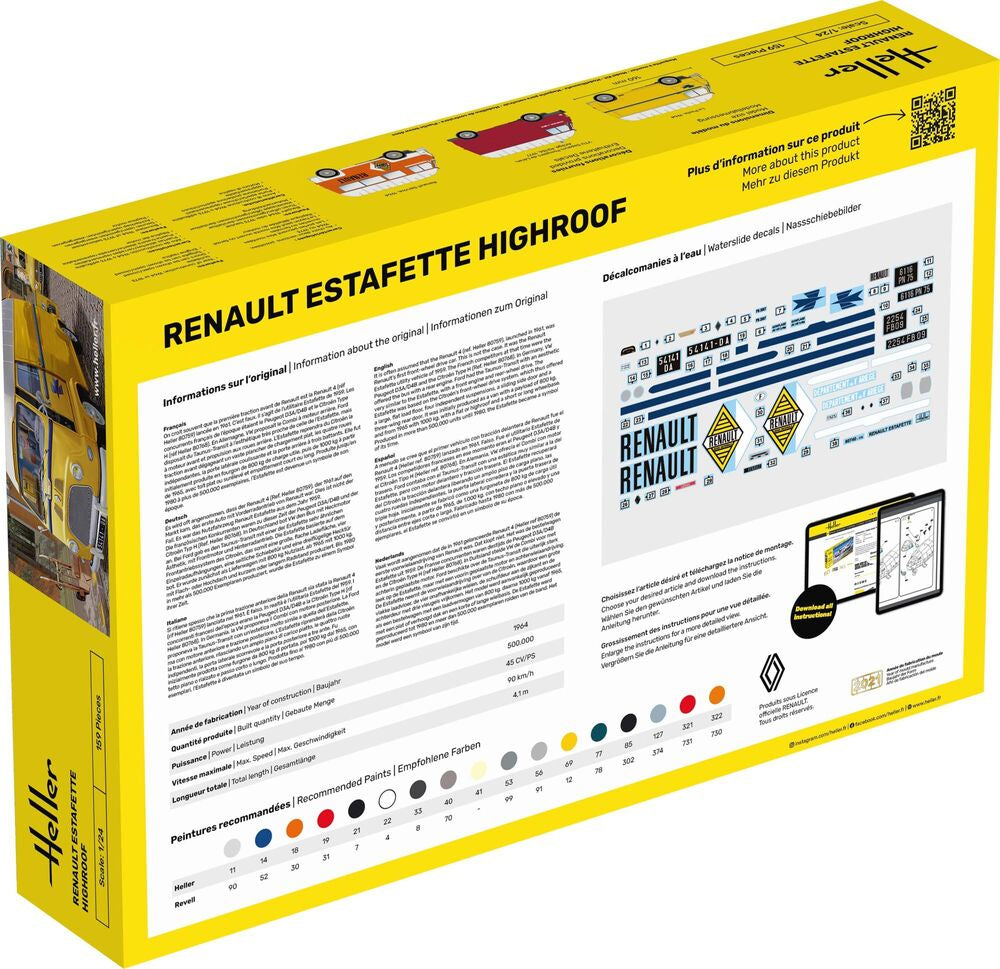 Heller 1/24 Renault Estafette Highroof Plastic Model Kit 80740