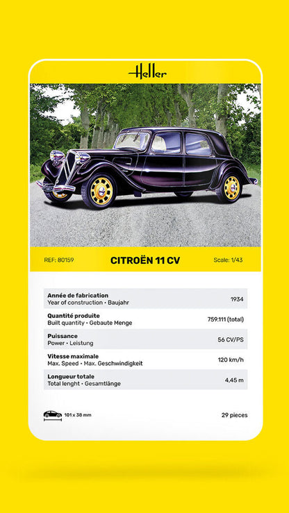 Heller 1/43 Citroen 11 CV Plastic Model Kit 80159