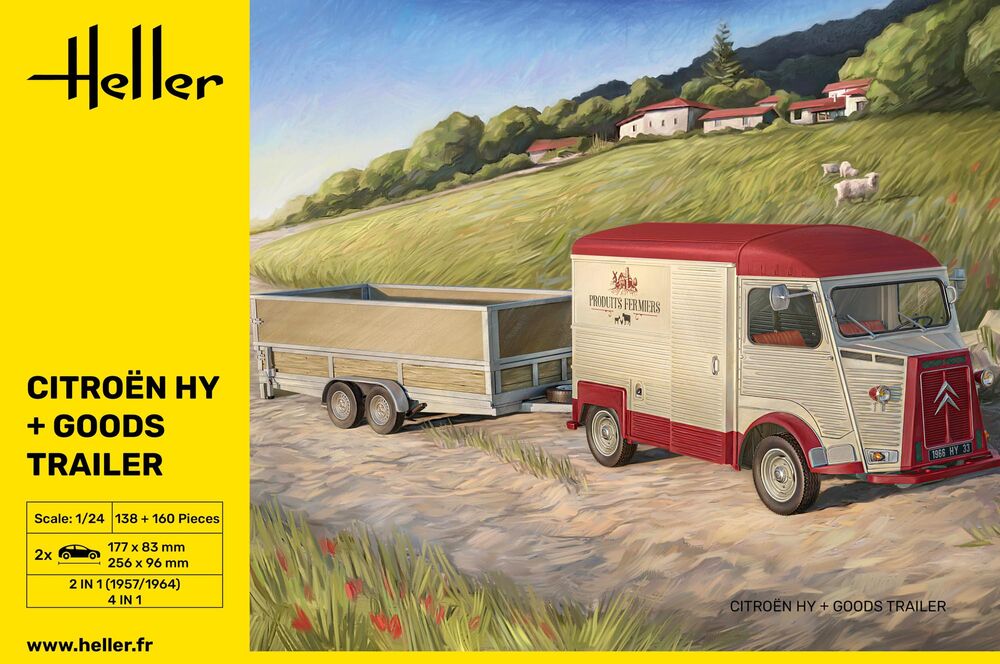 Heller 1/24 Citroen HY & Goods Trailer Model Kit 50331