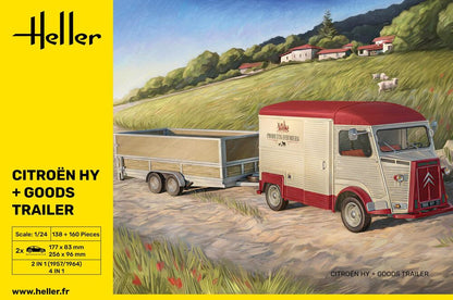 Heller 1/24 Citroen HY & Goods Trailer Model Kit 50331