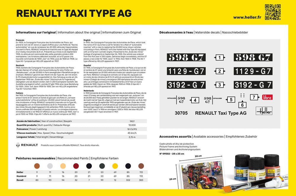 Heller 1/24 Renault Taxi Type AG Plastic Model Kit 30705