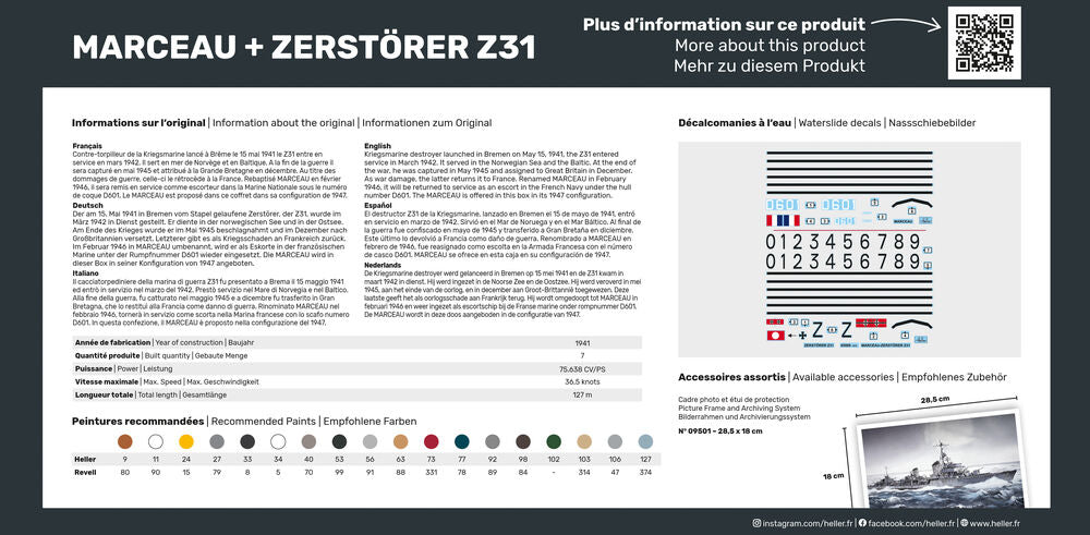 Heller STARTER KIT Twin Set Marceau + Zerstorer Z31 1:400