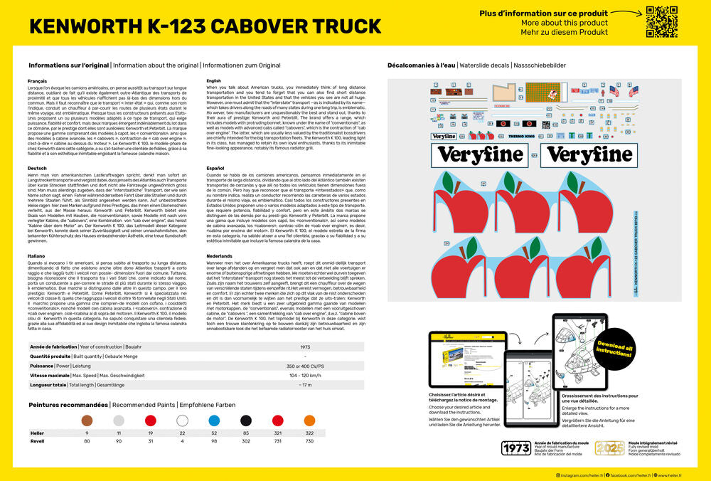 Heller STARTER KIT Kenworth K-123 Cabover Truck 1:43