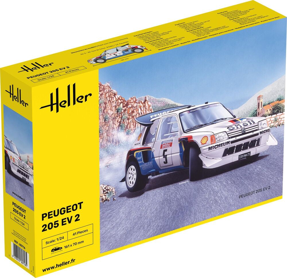 Heller 1/24 Peugeot 205 EV2 Starter Kit Model Car 56716