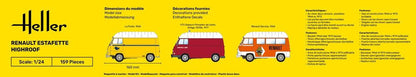 Heller 1/24 Renault Estafette Highroof Plastic Model Kit 80740