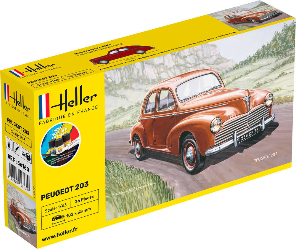 Heller 1/43 Peugeot 203 Classic Car Gift Set Model Kit 56160
