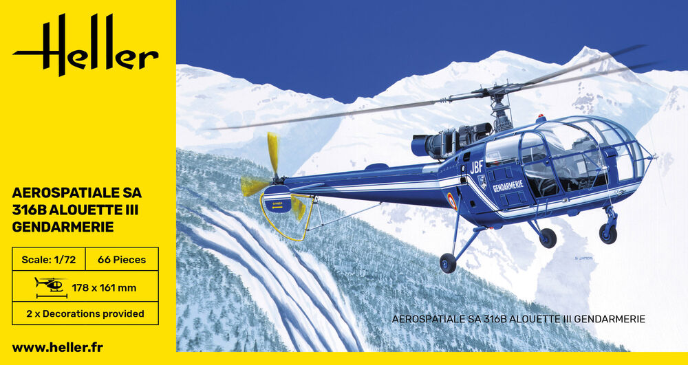 Heller 1/72 SA 316 Alouette III Gendarmerie Model Kit 80286