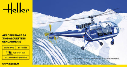 Heller 1/72 SA 316 Alouette III Gendarmerie Model Kit 80286
