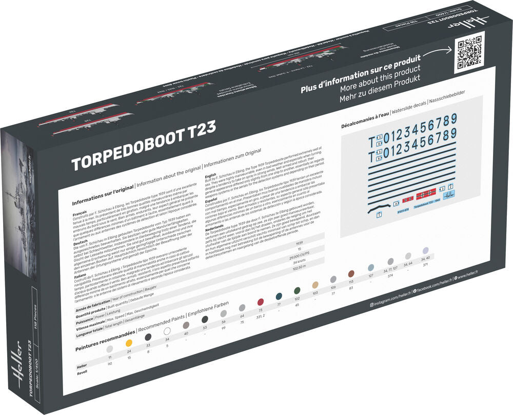 Heller 1/400 Torpedoboot T23 Ship Plastic Model Kit 81011