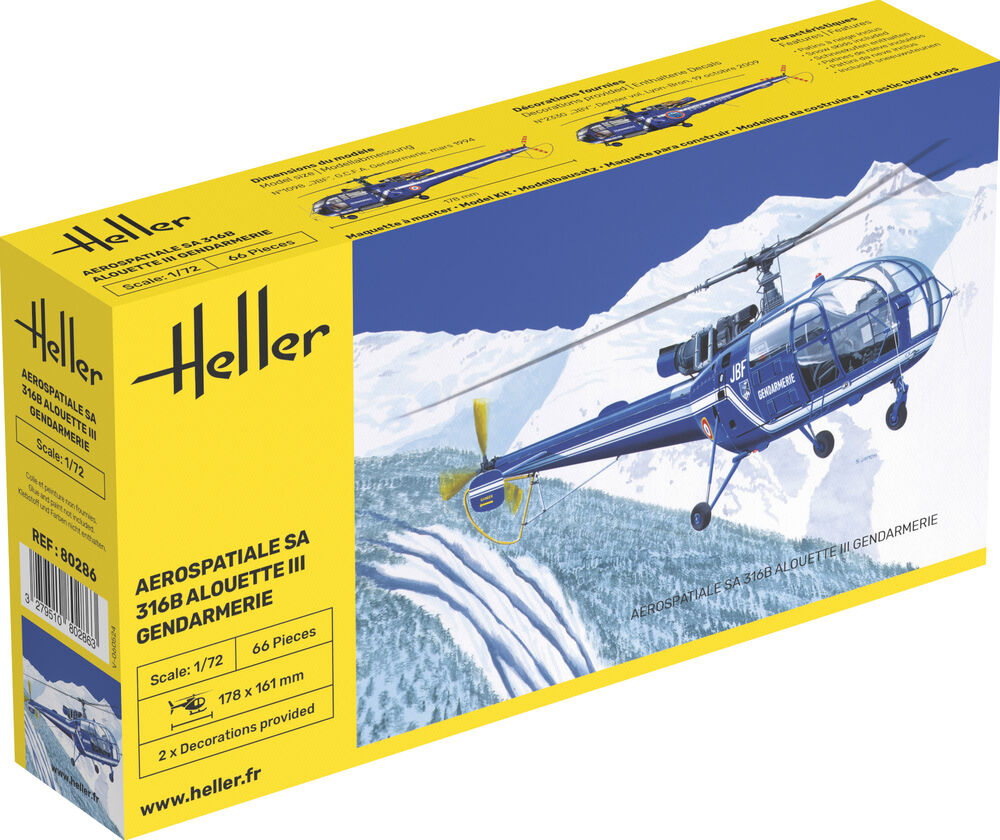 Heller 1/72 SA 316 Alouette III Gendarmerie Model Kit 80286