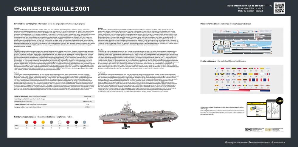 Heller 1/400 Charles de Gaulle Aircraft Carrier Model Kit 81072