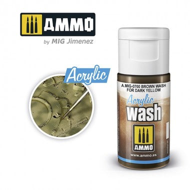Ammo by MIG Acrylic Wash - A.MIG-0700 Brown Wash for Dark Yellow