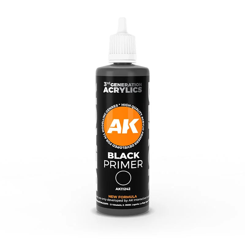 AK Interactive - 3rd Generation Acrylic Surface Primer 100ml - Black - Product Image