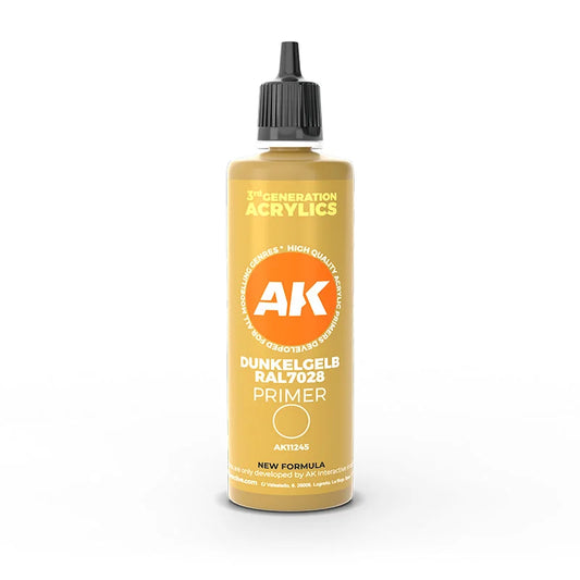 AK Interactive - 3rd Generation Acrylic Surface Primer 100ml - Dunkelgelb RAL7028 - Product Image