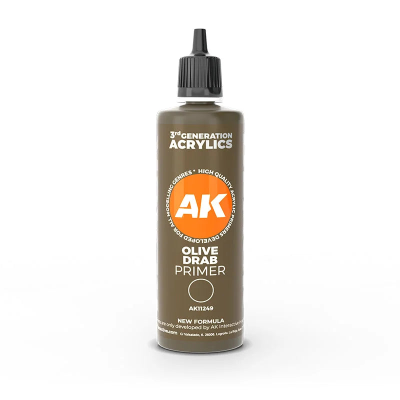 AK Interactive - 3rd Generation Acrylic Surface Primer 100ml - Olive Drab - Product Image