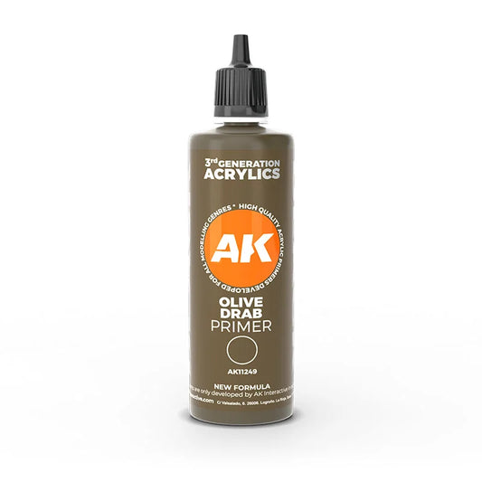 AK Interactive - 3rd Generation Acrylic Surface Primer 100ml - Olive Drab - Product Image