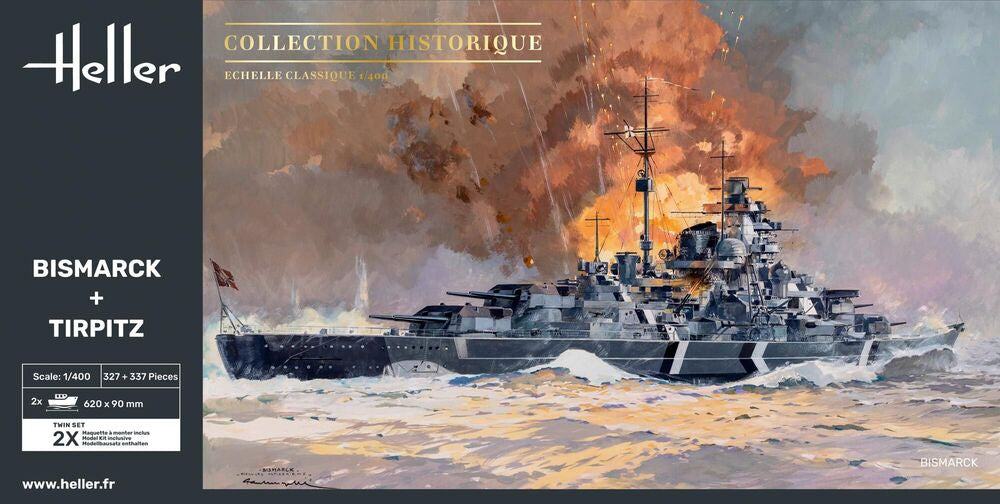 Heller 1/400 Bismarck & Tirpitz Twinset Model Kit 85078
