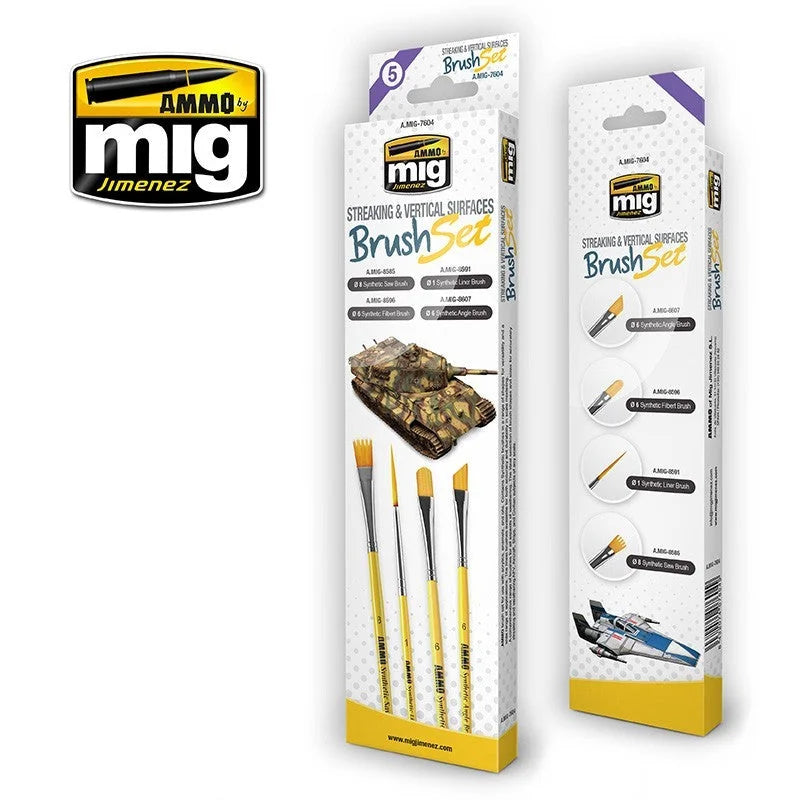 Ammo by MIG - Streaking & Vertical Surfaces Brush Set - Product Image