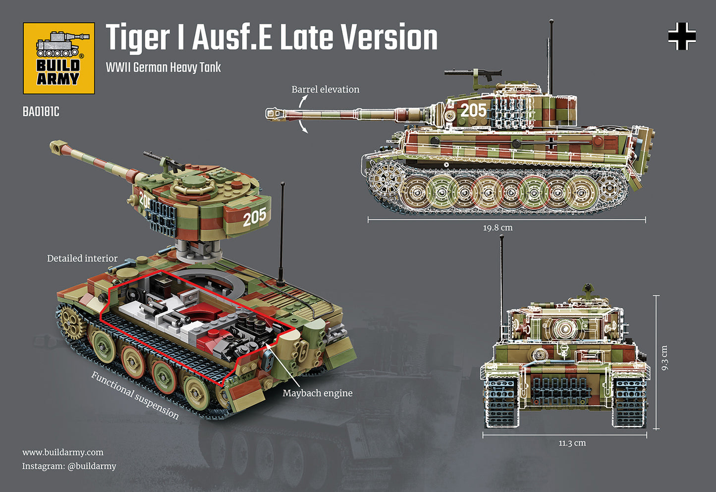 Build Army - Tiger I Ausf.E Late Version - B0181C