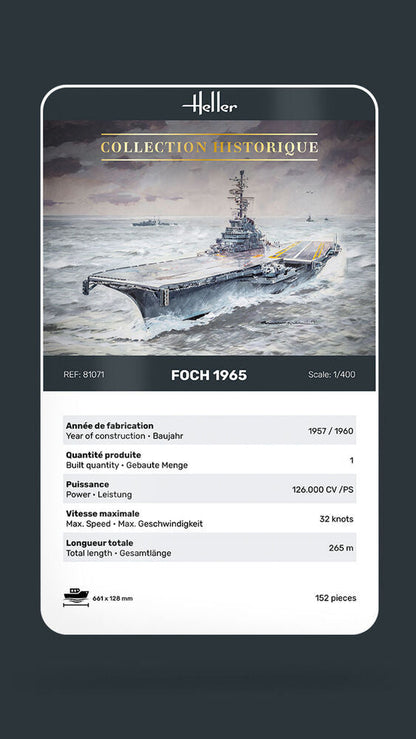 Heller 1/400 Foch French Aircraft Carrier Model Kit 81071