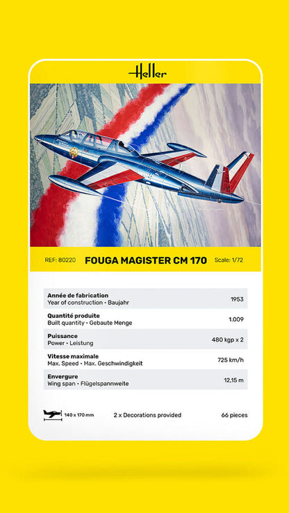 Heller 1/72 Fouga Magister CM 170 Model Kit 80220