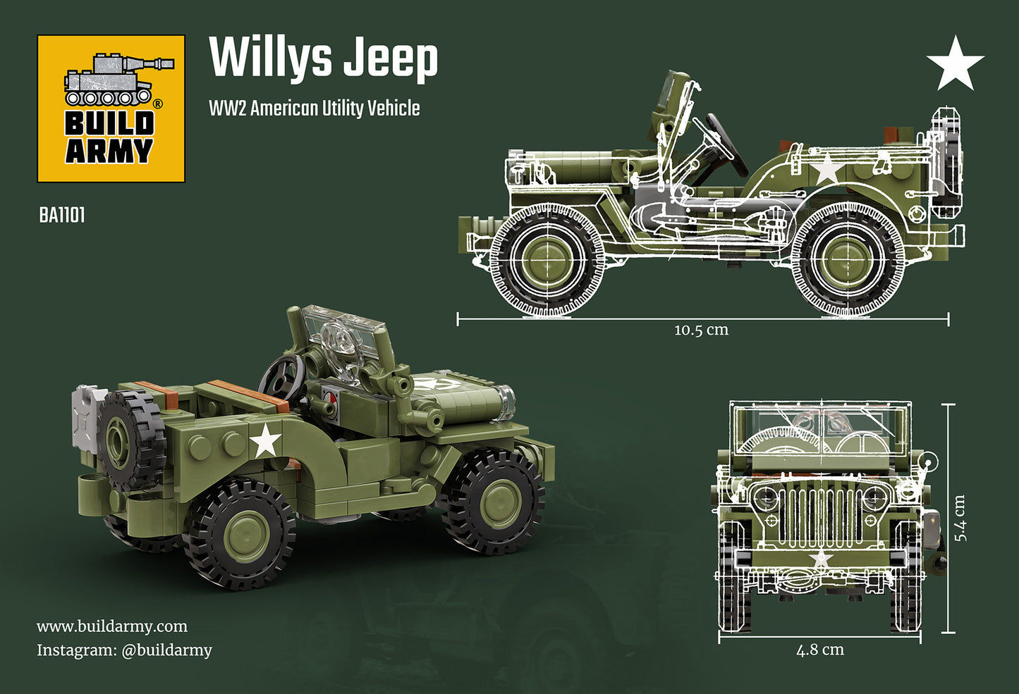 Build Army - Willys MB Jeep Utility Vehicle - B1101