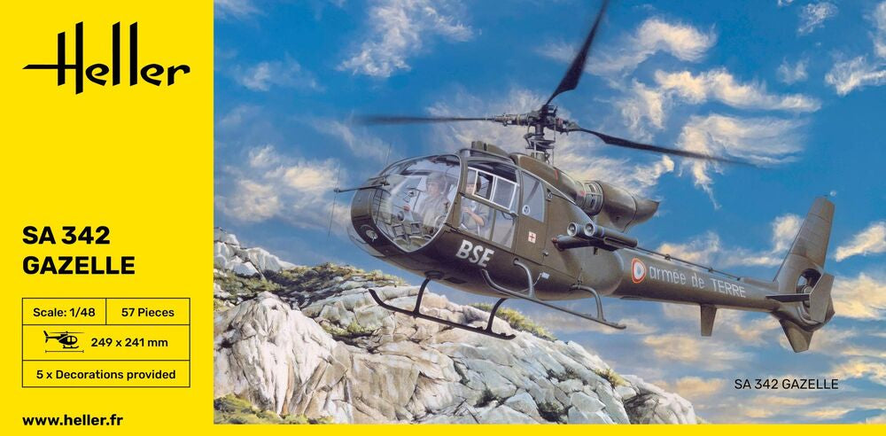 Heller 1/50 SA 342 L Gazelle Military Helicopter Model Kit 80486