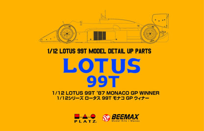 Beemax 1/12 Cars  - Etching detail parts Lotus 99T 1987 World Champions Monaco GP - BX12001E - Product Image