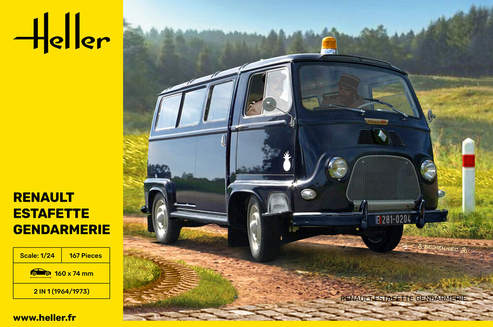 Heller 1/24 Renault Estafette Gendarmerie Gift Set Model Kit 56742