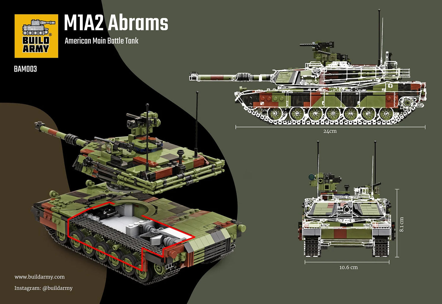 Build Army - M1A2 Abrams Main Battle Tank - BM003 - Product Image