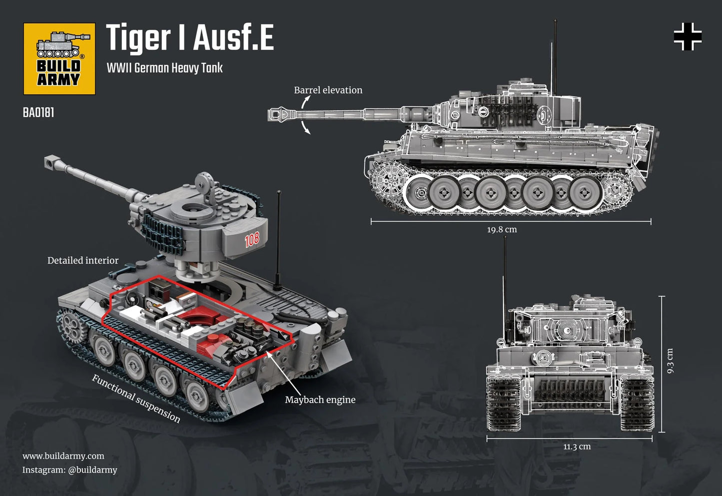 Build Army - Tiger 1 Grey - B0181 - Product Image