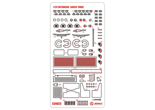 Beemax 1/24 Cars  - Etching detail parts: Mitsubishi Lancer RAC rally 1984 - BX24022E