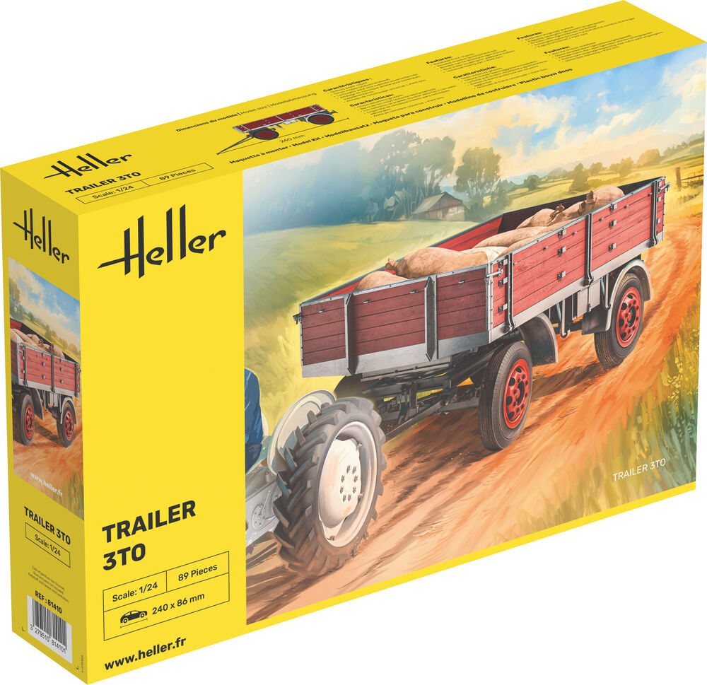 Heller 1/24 Trailer 3to Starter Kit Model Kit 57410