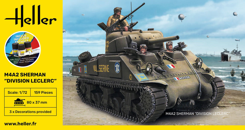 Heller STARTER KIT M4A2 Sherman Division Leclerc 1:72