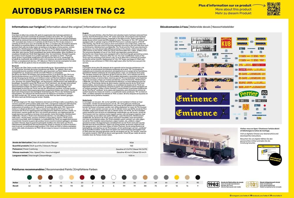 Heller 1/24 Autobus Parisien TN6 C2 Model Kit 80789 80789