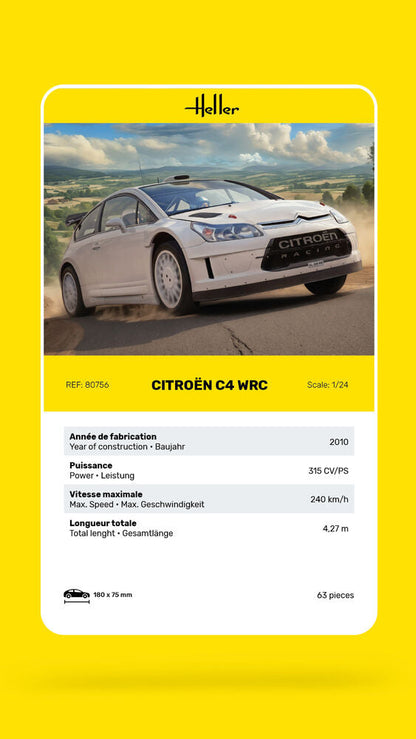 Heller 1/24 Citroen C4 WRC Rally Car Plastic Model Kit 80756
