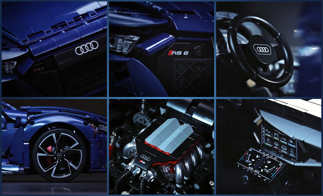 CaDA Audi RS6 Avant C61515W badge, engine and interior macro detail