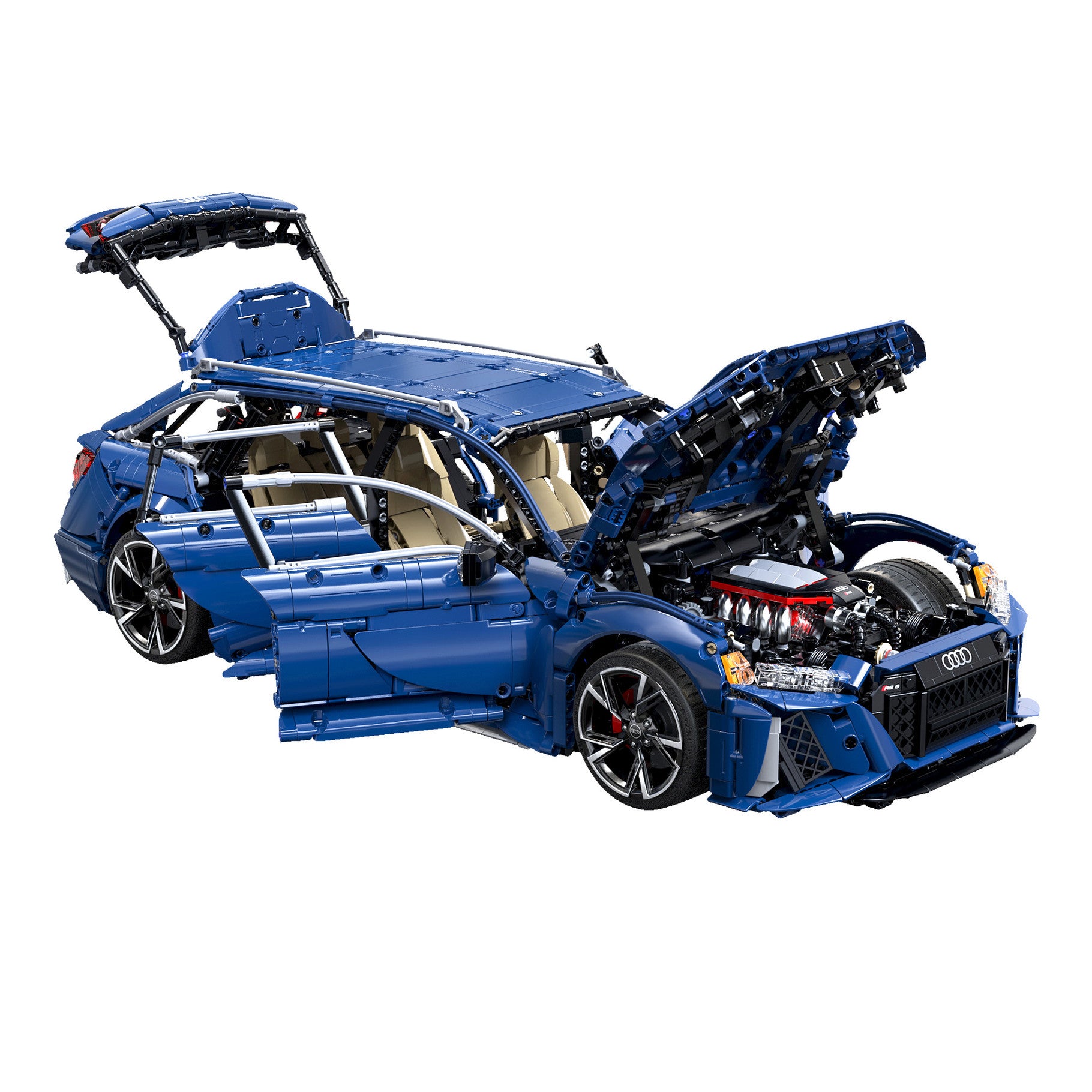CaDA Audi RS6 Avant C61515W with doors, bonnet and boot open showing interior and engine detail