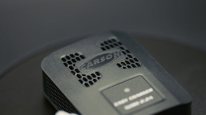 Carson Easy Charger NiMH 2.2A C606103 - close up of top vents and branding