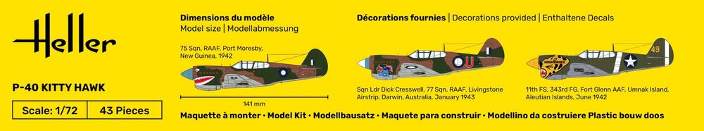 Heller STARTER KIT P-40 Kitty Hawk 1:72