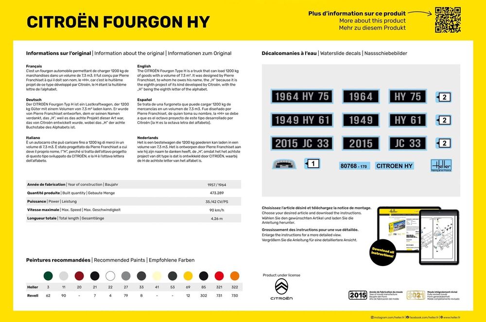 Heller 1/24 Citroen Fourgon HY Starter Kit Model Kit 56768