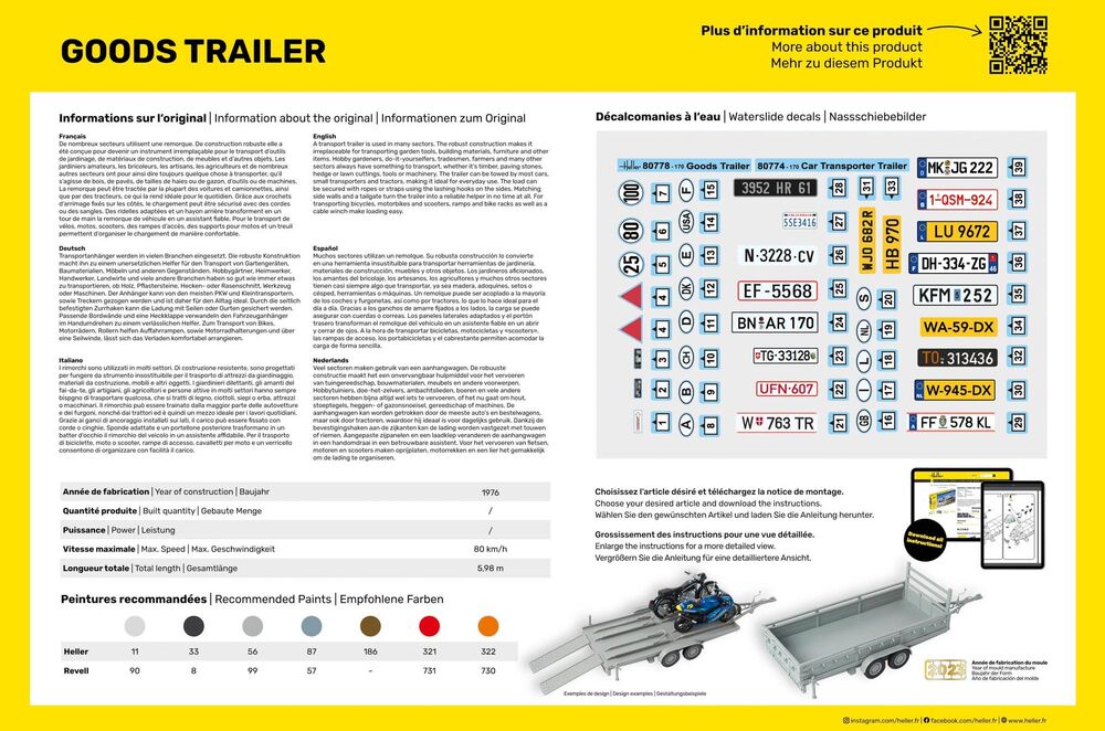 Heller 1/24 Goods Trailer Plastic Model Kit 80778
