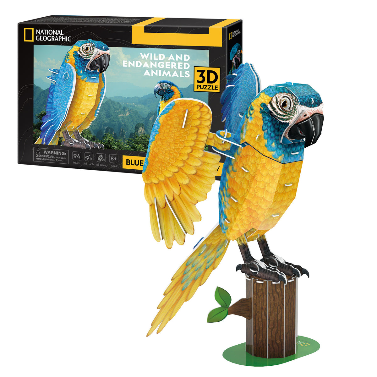 CubicFun Blue-Throated Macaw 3D Puzzle CFDS1097 – box and built model