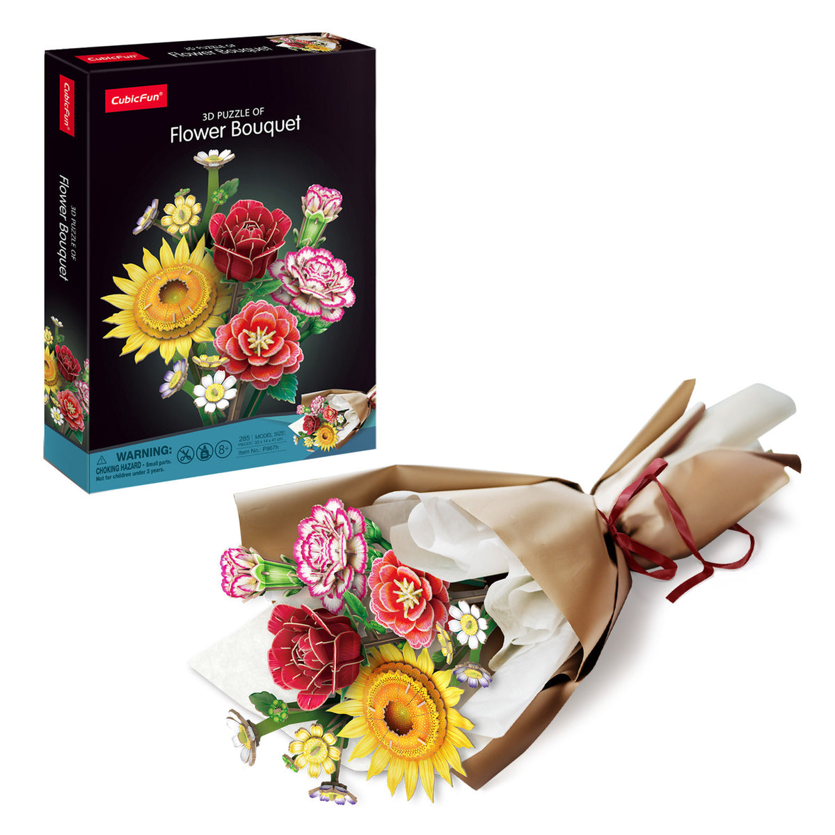 CubicFun Combination Flower Bouquet 3D Puzzle CFP867 – box and built model