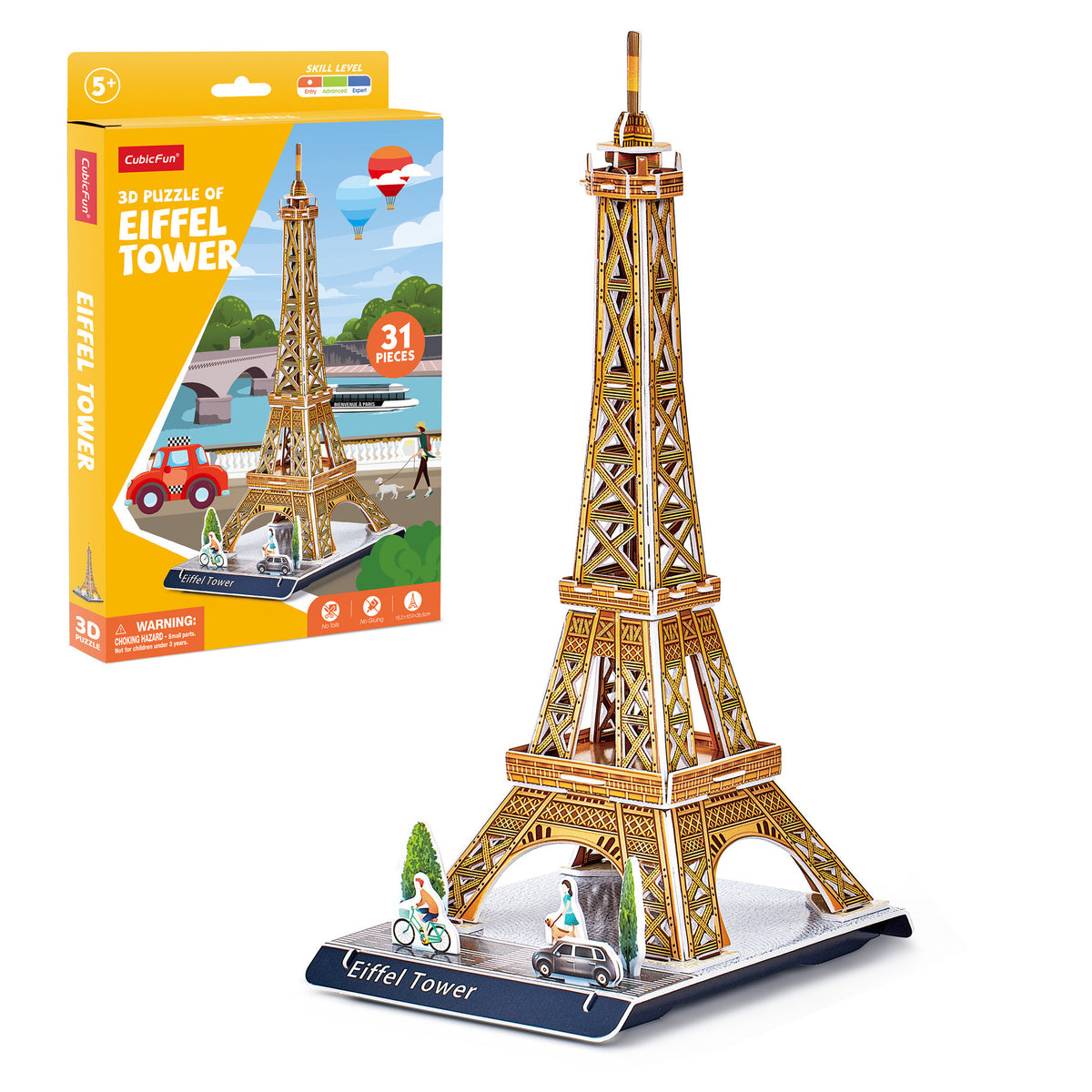 CubicFun Eiffel Tower 3D Puzzle CFW3195 – box and built model