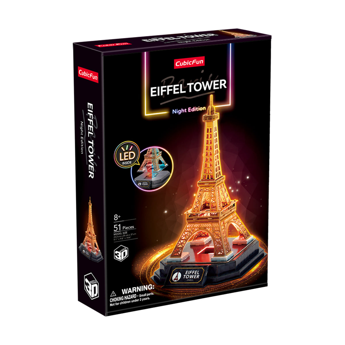 CubicFun Eiffel Tower Night Edition with LED Lighting 3D Puzzle CFL534 – built model view 2
