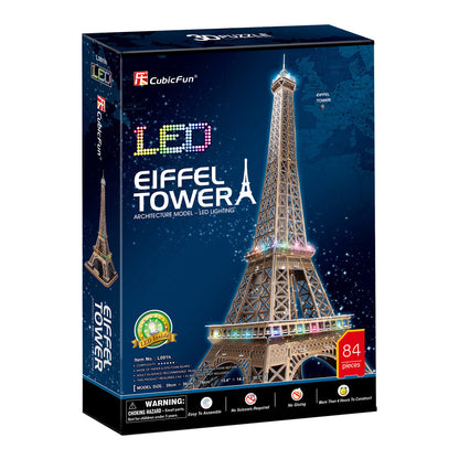 CubicFun Eiffel Tower with LED Lighting 3D Puzzle CFL091 – built model view 3