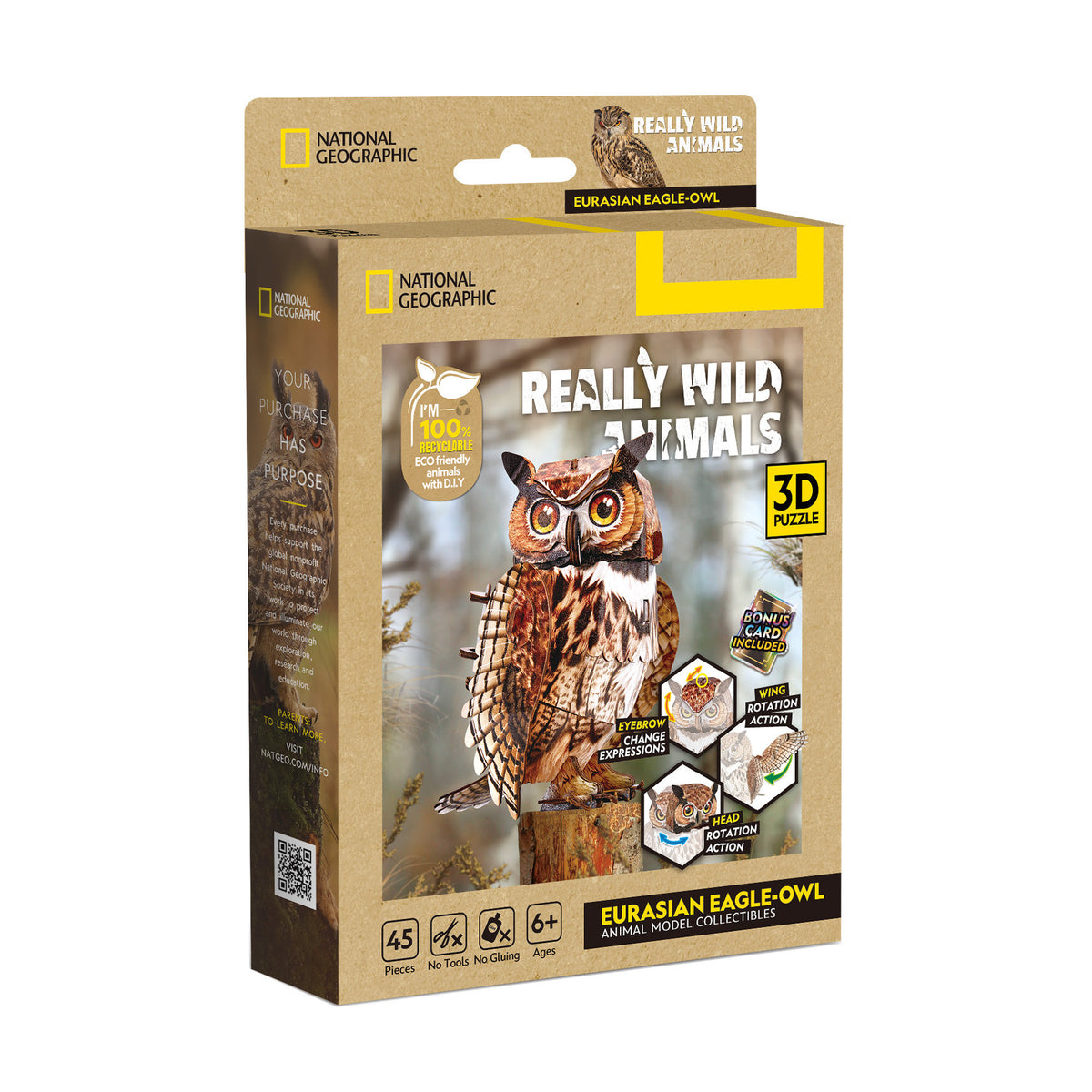 CubicFun Eurasian Eagle-Owl 3D Puzzle CFDS1188 – built model view 3
