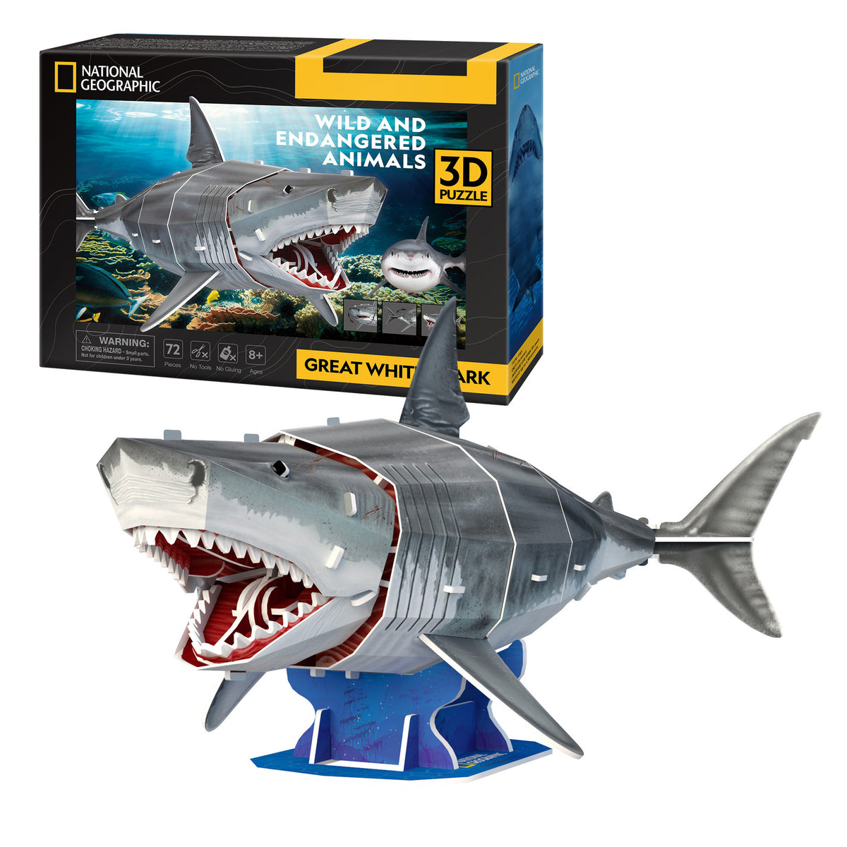CubicFun Great White Shark 3D Puzzle CFDS1098 – box and built model